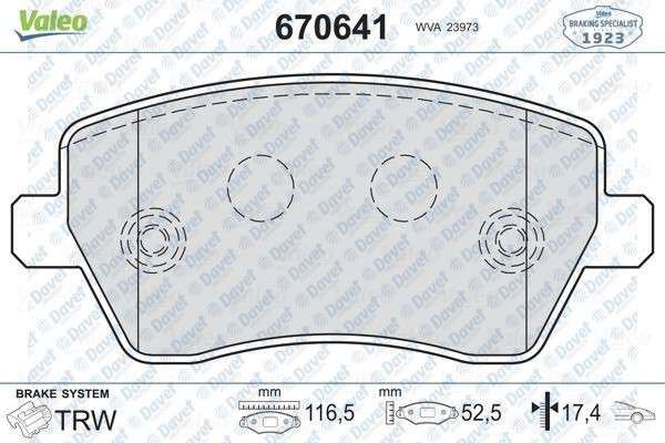 VALEO 670641 Disk Fren Balata On Renault Captur (13>)/Clio Iii/Clio Grandtour (08>)/Clio Iv/Kangoo/Kangoo Express (13>)/Logan I/Megane Iv/Modus/Dacia Dokker/Dokker Express (12>)/Duster (10>)/Logan Mcv (07>)/Logan Express (09>)/Logan Pickup (08>)/Lodgy (12>)/Nissa  ####